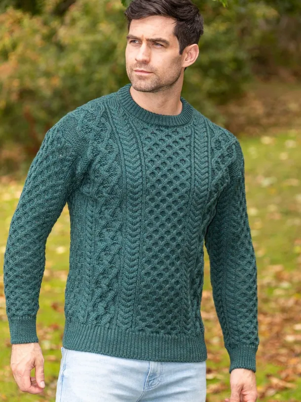 Unisex Heavyweight Aran Sweater Evergreen
