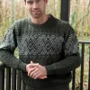 Unisex Jacquard Crew 100% Merino Wool Army