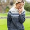 Unisex Merino Wool Aran Fairisle Sweater Slate