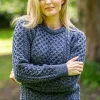 Unisex Merino Wool Aran Sweater Denim Marl