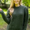 Unisex Merino Wool Aran Sweater Army Green