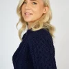 Unisex Merino Wool Aran Sweater Deep Water Blue