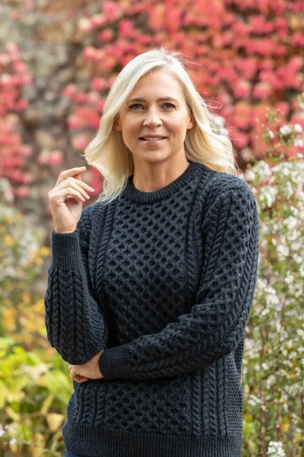 Unisex Merino Wool Aran Sweater - Blackwatch