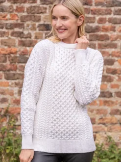 Unisex Merino Wool Aran Sweater Natural