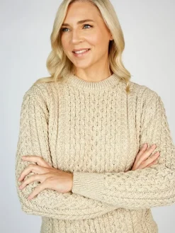 Unisex Merino Wool Aran Sweater - Parsnip