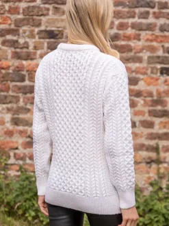 Unisex Merino Wool Aran Sweater Natural