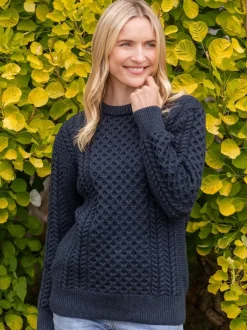 Unisex Merino Wool Aran Sweater - Blackwatch