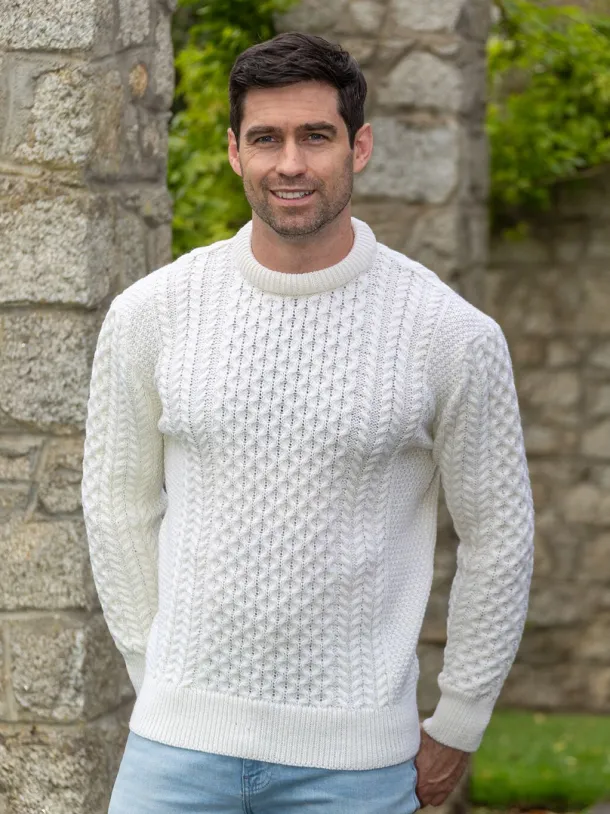 Unisex Merino Wool Aran Sweater - Natural
