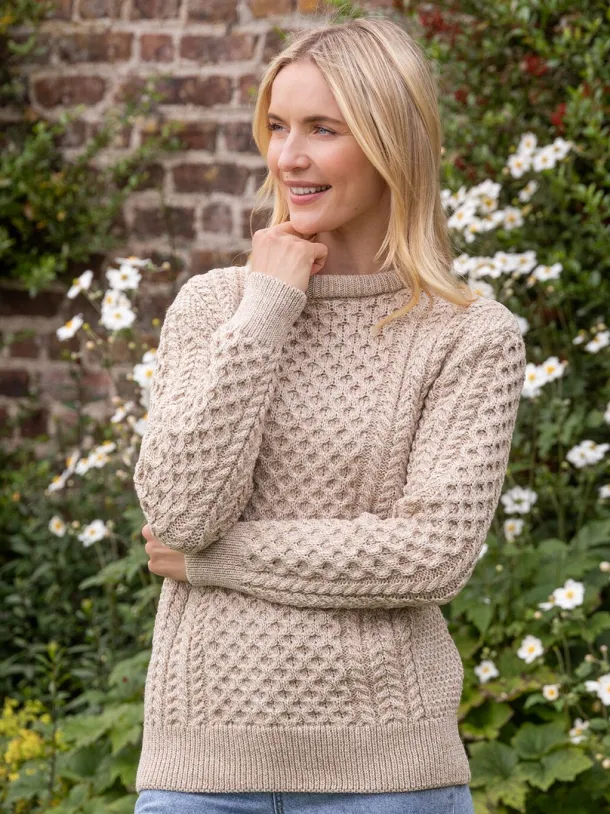 Unisex Merino Wool Aran Sweater - Parsnip