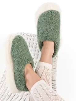 Unisex Merino Wool Slippers Green