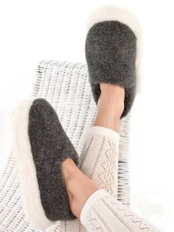 Unisex Merino Wool Slippers Charcoal