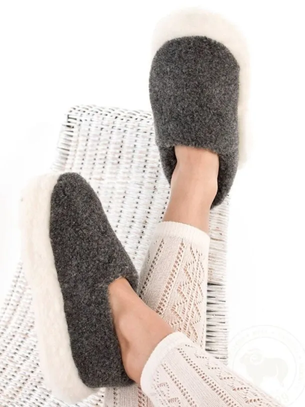 Unisex Merino Wool Slippers Charcoal