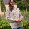 Unisex Pure Wool Aran Sweater Oatmeal Fleck