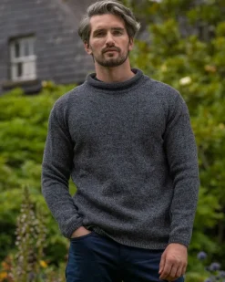 Unisex Roll Neck Merino Wool Sweater Slate