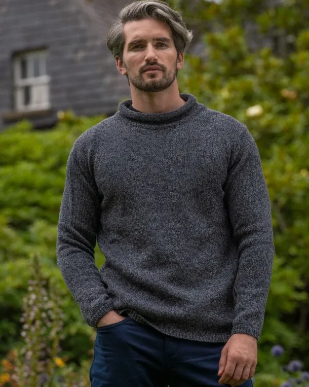 Unisex Roll Neck Merino Wool Sweater Slate