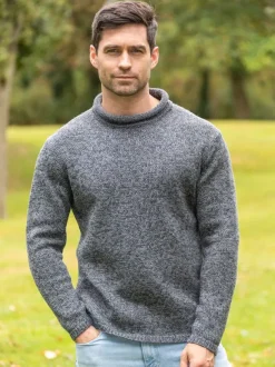 Unisex Roll Neck Merino Wool Sweater Slate