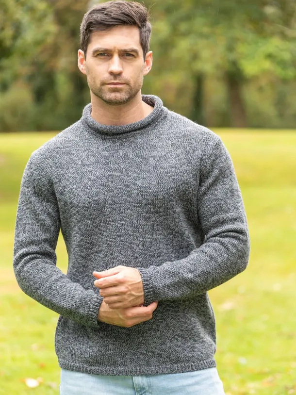 Unisex Roll Neck Merino Wool Sweater Slate
