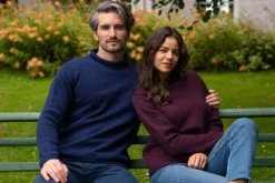Unisex Roll Neck Sweater Merino Wool Dark Berry