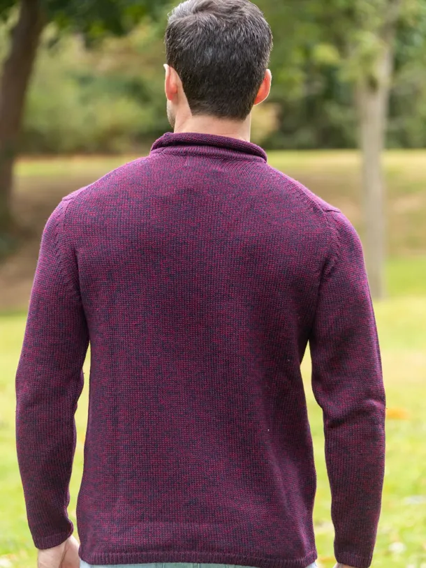 Unisex Roll Neck Sweater Merino Wool Dark Berry