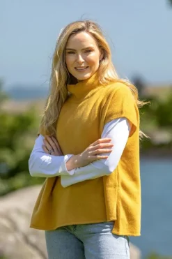 Wool & Cashmere Short Sleeve Sweater Mustard (One Size)