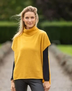 Wool & Cashmere Short Sleeve Sweater Mustard (One Size)