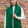 Wool and Cashmere Aran Scarf Green