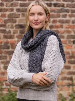 Wool and Cashmere Aran Scarf Slate