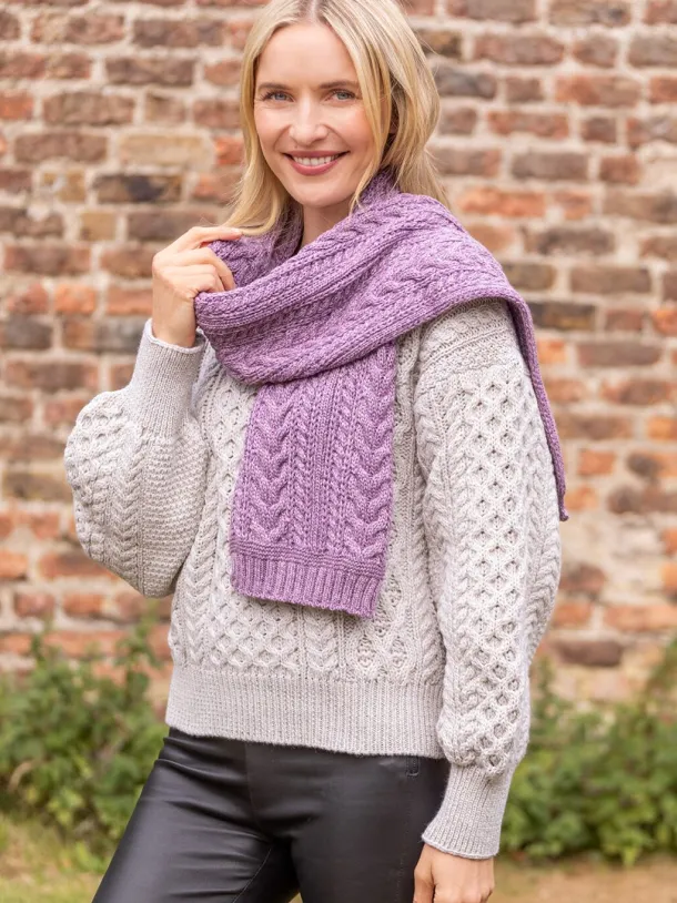 Wool and Cashmere Aran Scarf Lavender