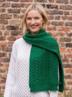 Wool and Cashmere Aran Scarf Green