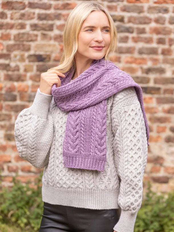 Wool and Cashmere Aran Scarf Lavender