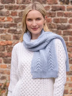 Wool and Cashmere Aran Scarf Sky Blue