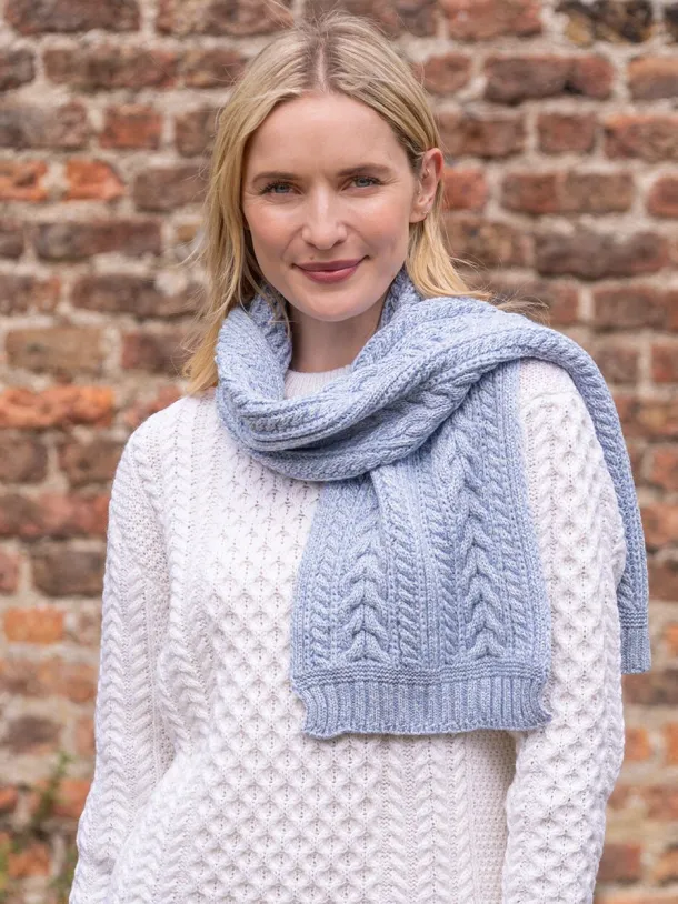 Wool and Cashmere Aran Scarf Sky Blue