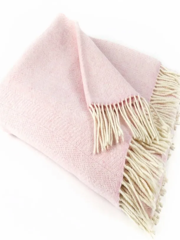 Wool and Cashmere Baby Pink Throw Col: 1430