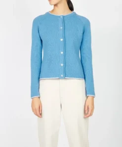 Wool and Cashmere Cardigan Azure Blue