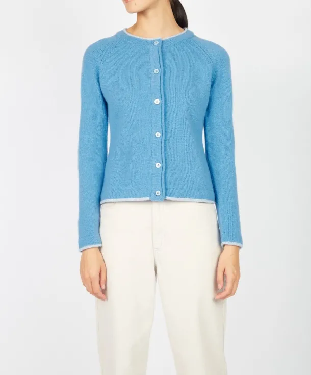 Wool and Cashmere Cardigan Azure Blue