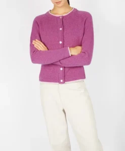 Wool and Cashmere Cardigan Pink Berry