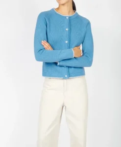 Wool and Cashmere Cardigan Azure Blue
