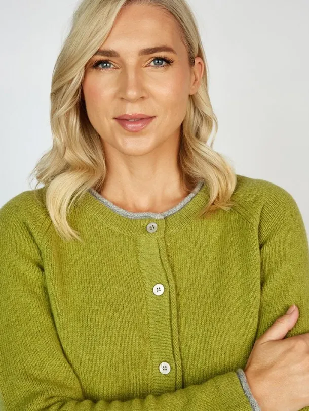 Wool and Cashmere Cardigan Apple