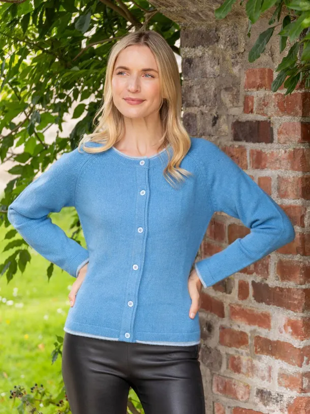 Wool and Cashmere Cardigan Azure Blue