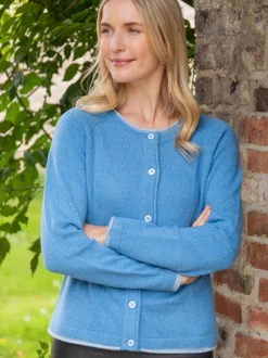Wool and Cashmere Cardigan Azure Blue