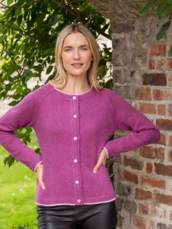 Wool and Cashmere Cardigan Pink Berry