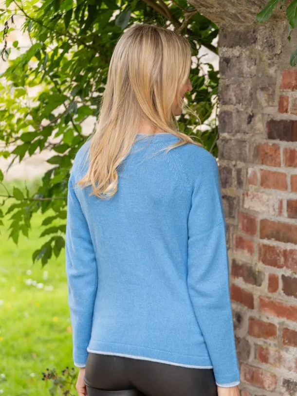 Wool and Cashmere Cardigan Azure Blue