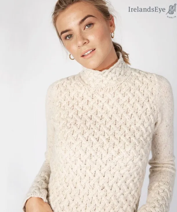 Wool and Cashmere Cosy Trellis Sweater - Chalk
