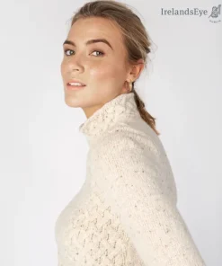 Wool and Cashmere Cosy Trellis Sweater - Chalk