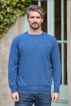 Wool and Cashmere Crew Neck Denim