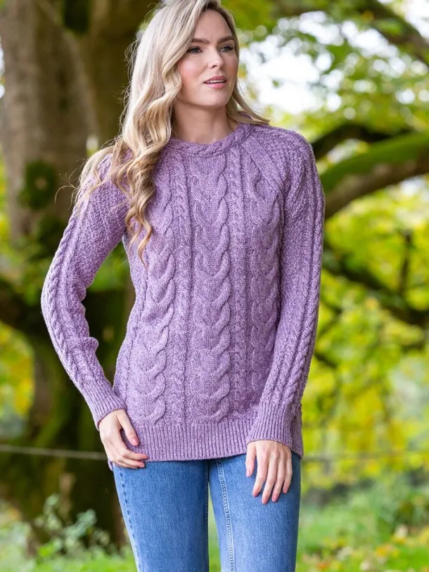 Wool and Cashmere Fitted Crew Lavender