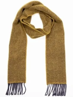 Wool and Cashmere Herringbone Scarf Mustard - 2444