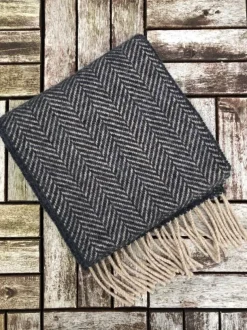 Wool and Cashmere Herringbone Scarf Charcoal / Beige 2410