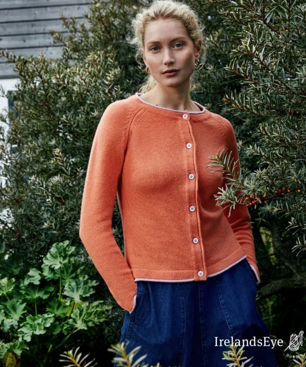 Wool and Cashmere Killiney Cardigan Coral