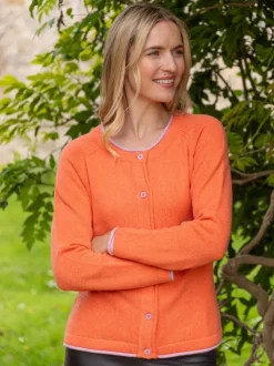 Wool and Cashmere Killiney Cardigan Coral
